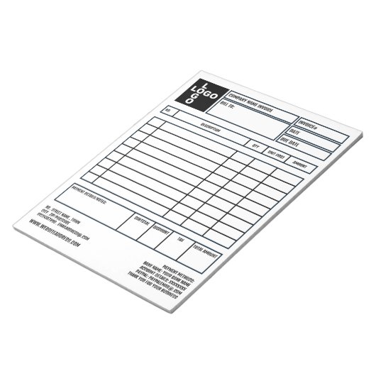 Große Pro-Logo-Firmenrechnung/-Quote Notizblock (angewinkelt)