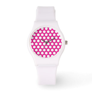 Große Punkte auf Hot Pink Design Armbanduhr