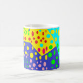 Große Punkte hellblau-gelb lila Kaffeetasse (Mittel)