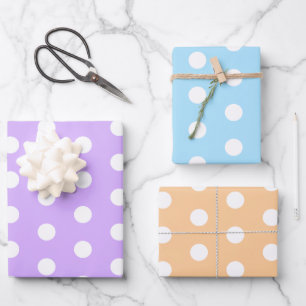 Große Punkte in Lavendel, Blau und Orange Muster Geschenkpapier Set