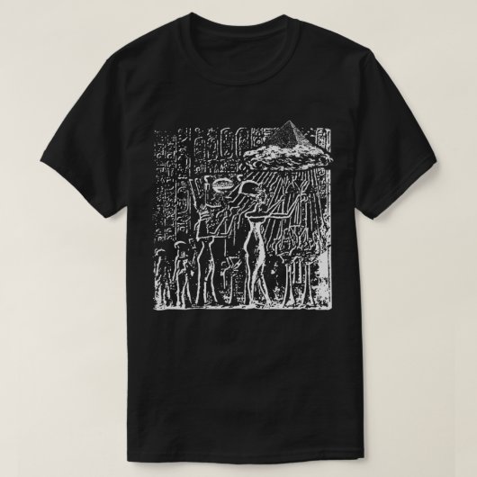 Große Pyramide Gizeh Antike Alien UFO Hieroglyph T-Shirt (Design vorne)