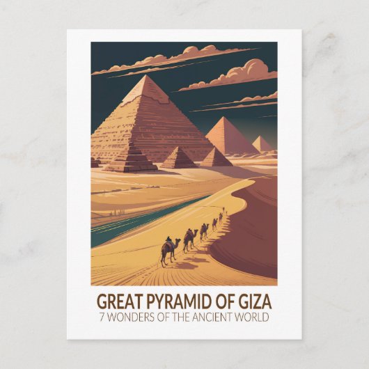 Große Pyramide von Giza Sieben Weltwunder Postkarte (Vorderseite)