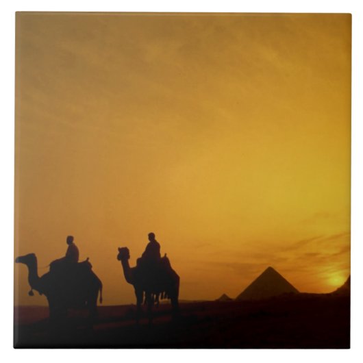 Große Pyramiden von Gizeh, Ägypten bei Sonnenunter Fliese (Vorderseite)
