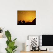 Große Pyramiden von Gizeh, Ägypten bei Sonnenunter Poster (Heimbüro)