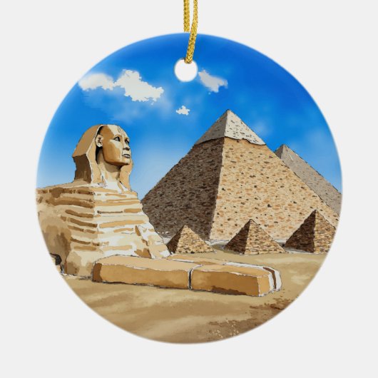 Große Pyramiden von Gizeh Ägypten Wasserfarbe Keramik Ornament (Vorne)