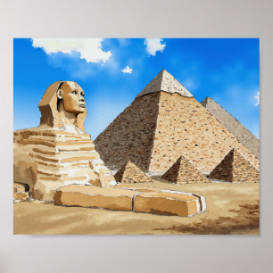 Große Pyramiden von Gizeh Ägypten Wasserfarbe Poster