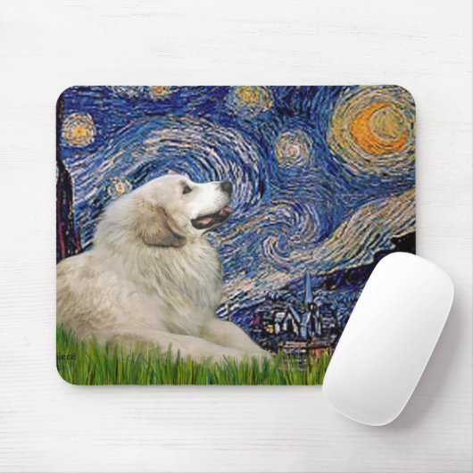 Große Pyrenäen 2 - Starry Night Mousepad (Mit Mouse)