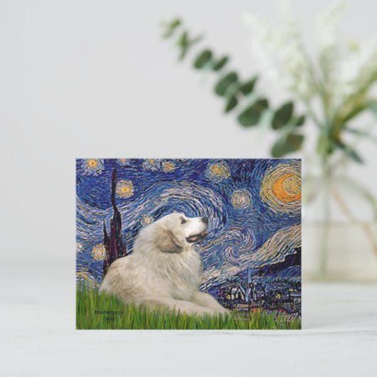 Große Pyrenäen 2 - Starry Night Postkarte (Stehend Vorderseite)