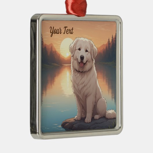 Große Pyrenäen am See Ornament Aus Metall (Rechts)