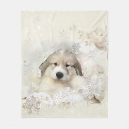 Große Pyrenäen-Aquarell-Welpe Fleecedecke