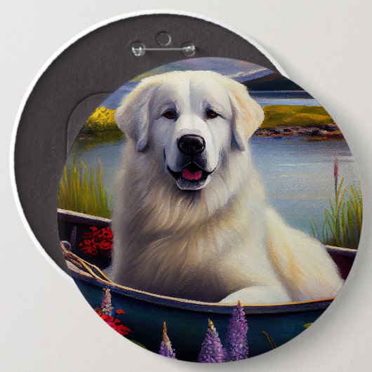 Große Pyrenäen auf dem Paddle: Ein Landschaftliche Button (Vorne & Hinten)