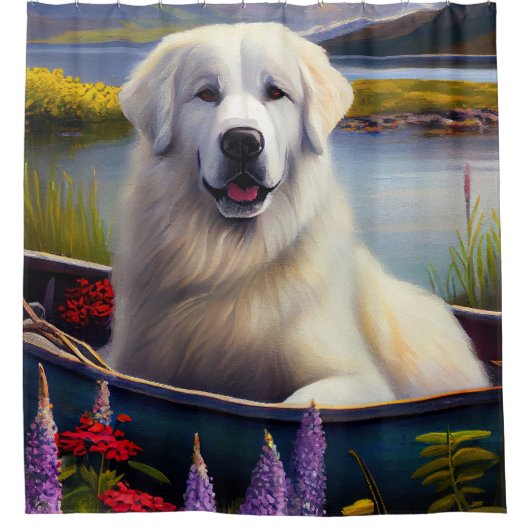 Große Pyrenäen auf dem Paddle: Ein Landschaftliche Duschvorhang (Vorderseite)