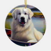 Große Pyrenäen auf dem Paddle: Ein Landschaftliche Keramik Ornament (Vorne)