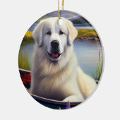 Große Pyrenäen auf dem Paddle: Ein Landschaftliche Keramik Ornament (Links)