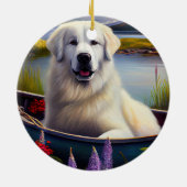 Große Pyrenäen auf dem Paddle: Ein Landschaftliche Keramik Ornament (Hinten)