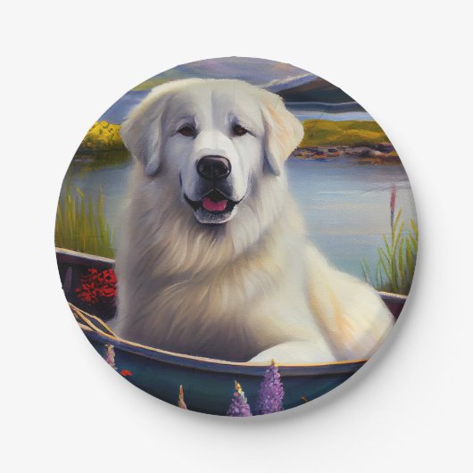 Große Pyrenäen auf dem Paddle: Ein Landschaftliche Pappteller (Vorderseite)