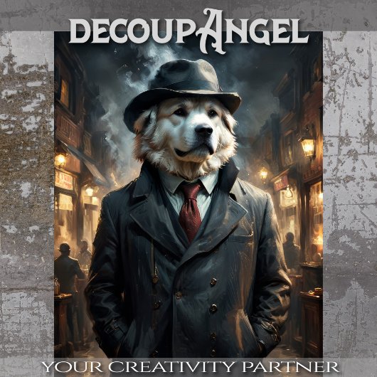 Große Pyrenäen - Decoupage - Seidenpapier