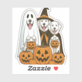 Große Pyrenäen Dog Ghost Hexenmeister Halloween Ma Aufkleber (Blatt)