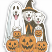 Große Pyrenäen Dog Ghost Hexenmeister Halloween Ma Aufkleber (Vorderseite)