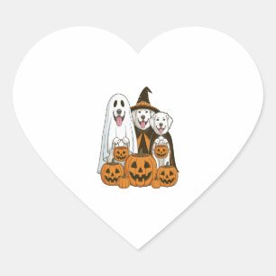 Große Pyrenäen Dog Ghost Hexenmeister Halloween Ma Herz-Aufkleber
