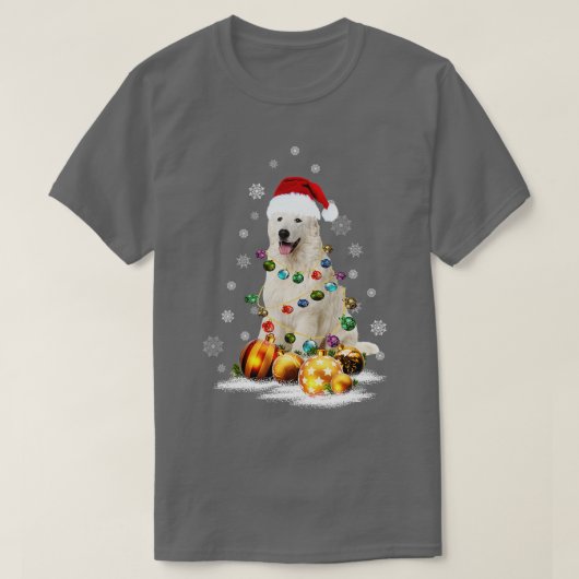 Große Pyrenäen Dog Lights Weihnachtsmatching Famil T-Shirt (Design vorne)