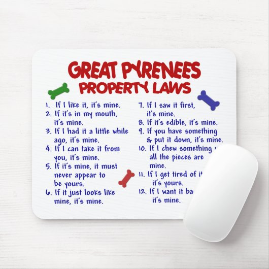 GROSSE PYRENÄEN-Eigentums-Gesetze 2 Mousepad (Mit Mouse)
