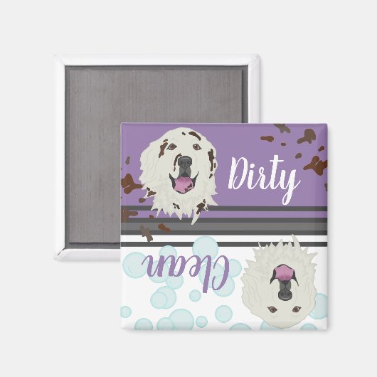 Große Pyrenäen Geschirrspüler dreckig/sauber Magnet (Vorderseite/Rückseite)