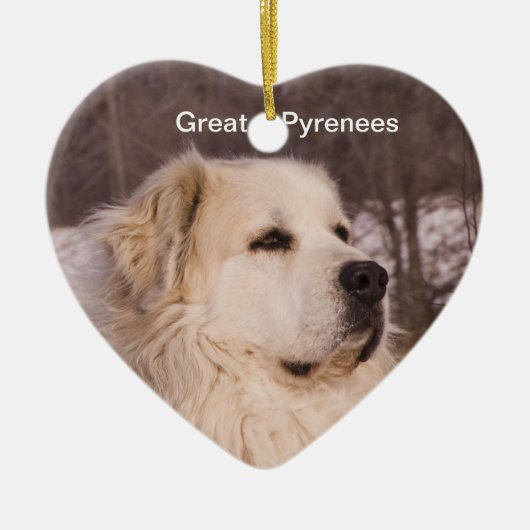 Große Pyrenäen-Herz Keramik Ornament (Vorne)