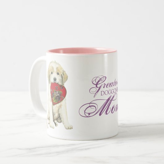 Große Pyrenäen Herzliche Mama Zweifarbige Tasse (Vorderseite Links)