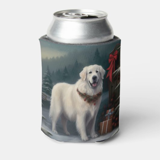 Große Pyrenäen Hund im Schnee Weihnachten Dosenkühler (Kanne Rückseite)