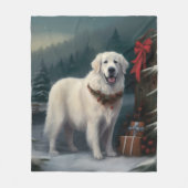 Große Pyrenäen Hund im Schnee Weihnachten Fleecedecke (Vorderseite)