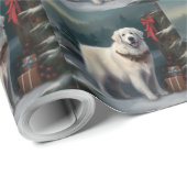Große Pyrenäen Hund im Schnee Weihnachten Geschenkpapier (Rolleneckpunkt)