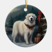 Große Pyrenäen Hund im Schnee Weihnachten Keramik Ornament (Vorne)