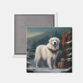 Große Pyrenäen Hund im Schnee Weihnachten Magnet (Vorderseite/Rückseite)