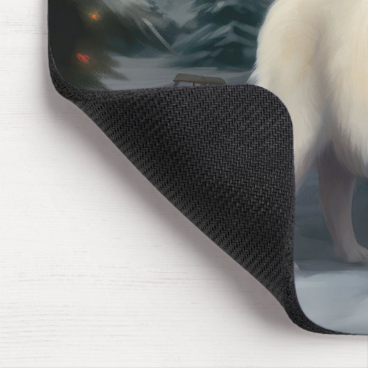 Große Pyrenäen Hund im Schnee Weihnachten Mousepad (Ecke)