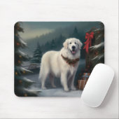 Große Pyrenäen Hund im Schnee Weihnachten Mousepad (Mit Mouse)