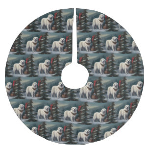 Große Pyrenäen Hund im Schnee Weihnachten Polyester Weihnachtsbaumdecke