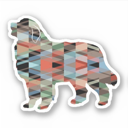 Große Pyrenäen Hund Rasse Geo Silhouette Kariert Aufkleber (Vorderseite)