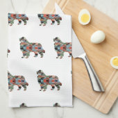 Große Pyrenäen Hund Rasse Geo Silhouette Kariert Geschirrtuch (Viertel Falte)