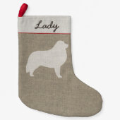 Große Pyrenäen Hunde Silhouette Imitate Linen Styl Kleiner Weihnachtsstrumpf (Vorderseite)