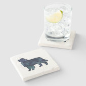 Große Pyrenäen Hunde Silhouette Wasserfarbe Steinuntersetzer (Seitenansicht)