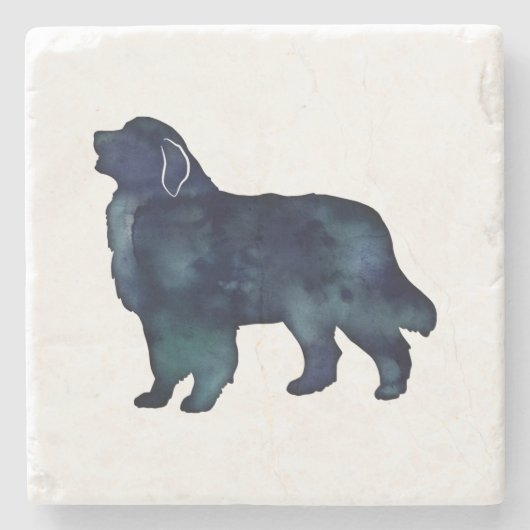 Große Pyrenäen Hunde Silhouette Wasserfarbe Steinuntersetzer (Vorderseite)