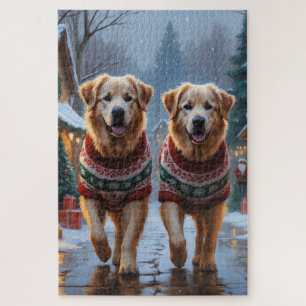 Große Pyrenäen Hunde Weihnachten Schnee Urlaub Puzzle