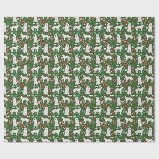 Große Pyrenäen Hunde Weihnachtsfeiertag Geschenkpapier (Flach)