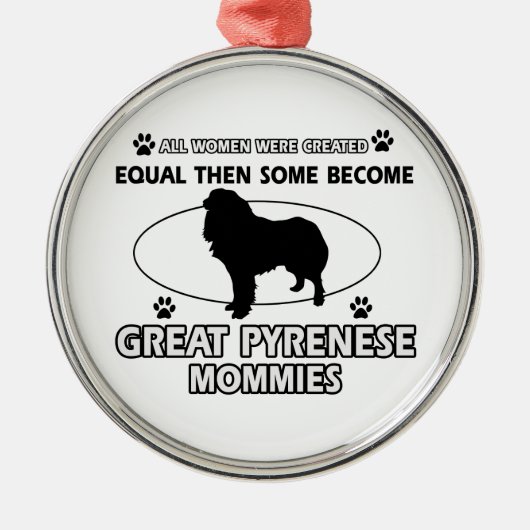 Große Pyrenäen-Hundeentwürfe Silbernes Ornament (Vorne)