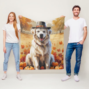 Große Pyrenäen im Herbst belebt Erntedank Kunst Fleecedecke