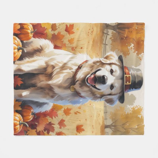 Große Pyrenäen im Herbst belebt Erntedank Kunst Fleecedecke (Vorderseite (Horizontal))