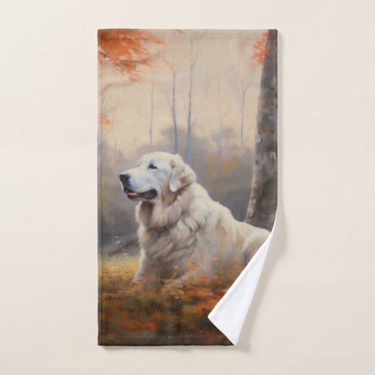 Große Pyrenäen im Herbst Leaves Fall Inspiriert Badhandtuch Set (Handtuch)