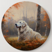 Große Pyrenäen im Herbst Leaves Fall Inspiriert Button (Vorderseite)