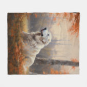 Große Pyrenäen im Herbst Leaves Fall Inspiriert Fleecedecke (Vorderseite (Horizontal))